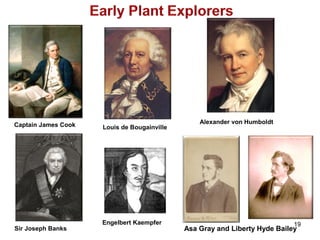 19 
Alexander von Humboldt 
Captain James Cook Louis de Bougainville 
Sir Joseph Banks 
Engelbert Kaempfer 
Asa Gray and Liberty Hyde Bailey 
 