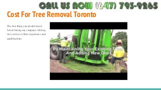 Cost For Tree Removal Toronto
The first thing you should check
before hiring any company offering
tree services is their e...