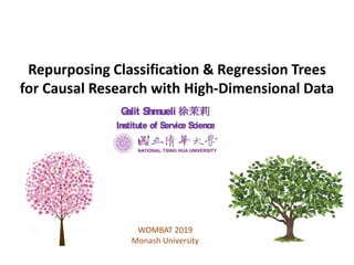 Repurposing Classification & Regression Trees
for Causal Research with High-Dimensional Data
Galit Shmueli 徐茉莉
Institute of Service Science
WOMBAT 2019
Monash University
 