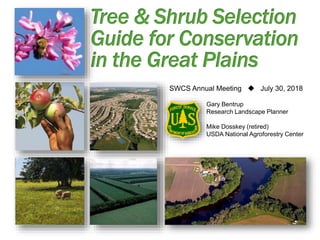 United States Department of Agriculture
National Agroforestry Center
SWCS Annual Meeting  July 30, 2018
Gary Bentrup
Research Landscape Planner
Mike Dosskey (retired)
USDA National Agroforestry Center
 