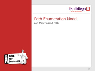 Path Enumeration Model
aka Materialized Path




                         14
 