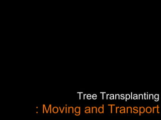 Tree Transplanting
: Moving and Transport
 