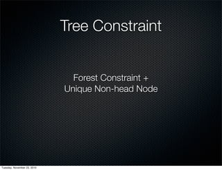 Tree Constraint
Forest Constraint +
Unique Non-head Node
Tuesday, November 23, 2010
 