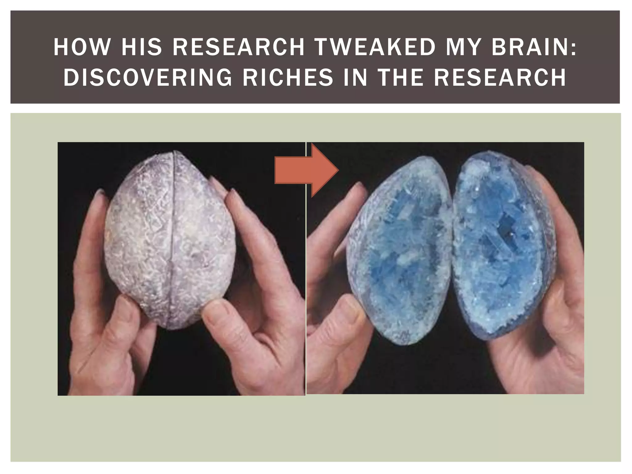 How His Research Tweaked my Brain:Discovering Riches in the Research