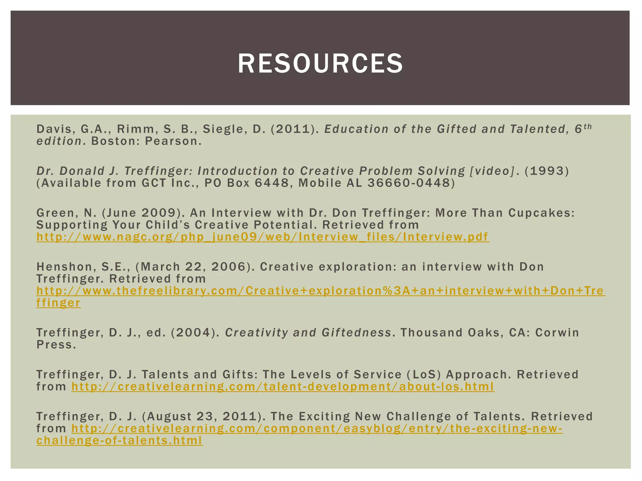 Treffinger’s Level of Services Approach addresses the dilemma of using a cut-off test score for inclusion in gifted programs.