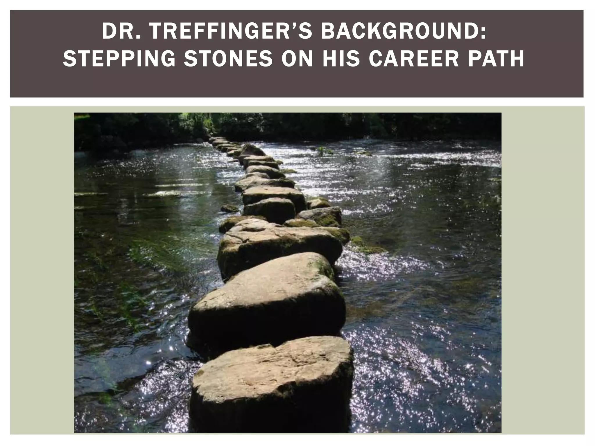 Dr. Treffinger’s Background:Stepping Stones on His Career PathBackground
