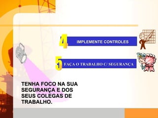 TENHA FOCO NA SUA SEGURANÇA E DOS SEUS COLEGAS DE TRABALHO. IMPLEMENTE CONTROLES FAÇA O TRABALHO C/ SEGURANÇA 