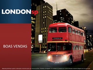 BOAS VENDAS




Material preliminar sujeito a alteração e exclusivo para uso interno da Even. Proibida a divulgação. As unidades só poderão ser comercializadas mediante Registro de Incorporação
 