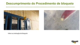 Descumprimento do Procedimento de bloqueio
Falha na sinalização de bloqueio
 