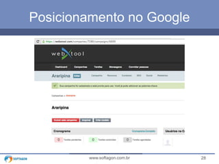Posicionamento no Google 
www.softagon.com.br 28 
 