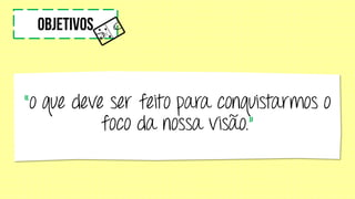 “o que deve ser feito para conquistarmos o
foco da nossa visão.”
 