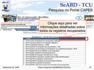 SeABD - TCU Pesquisa no Portal CAPES Clique aqui para ver informações detalhadas sobre todos os registros recuperados 