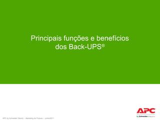 Principais funções e benefícios
dos Back-UPS®

APC by Schneider Electric – Marketing de Produto – Junho/2011

 