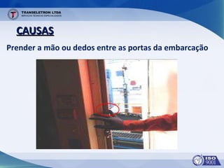 CAUSASCAUSAS
Prender a mão ou dedos entre as portas da embarcação
 
