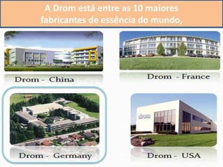 A Drom está entre as 10 maiores
fabricantes de essência do mundo,
 