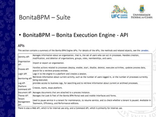 BonitaBPM – Suíte
• BonitaBPM – Bonita Execution Engine - API
 
