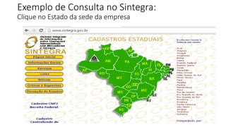 Exemplo de Consulta no Sintegra:
Clique no Estado da sede da empresa
 