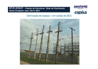 Otimização de espaço – em saídas de SE’s
NT.31.018.01 – Padrão de Estruturas Rede de Distribuição
Aérea Compacta para 15kV e 36kV
 