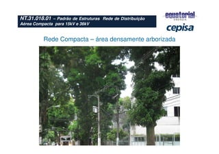 NT.31.018.01 – Padrão de Estruturas Rede de Distribuição
Aérea Compacta para 15kV e 36kV
Rede Compacta – área densamente arborizada
 