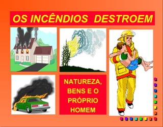 OS INCÊNDIOS DESTROEM
NATUREZA,
BENS E O
PRÓPRIO
HOMEM
 