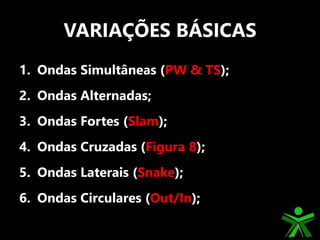 VARIAÇÕES BÁSICAS
1. Ondas Simultâneas (PW & TS);
2. Ondas Alternadas;
3. Ondas Fortes (Slam);
4. Ondas Cruzadas (Figura 8);
5. Ondas Laterais (Snake);
6. Ondas Circulares (Out/In);
 