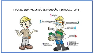 TIPOS DE EQUIPAMENTOS DE PROTEÇÃO INDIVIDUAL - EPI´S
 