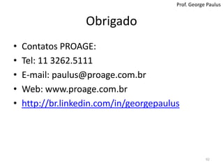 BibliografiaProf. George Paulus“A Tríade do Tempo”, Christian Barbosa, Editora Campus, 2008“A Sabedoria da Tartaruga – Sem Pressa, Mas Sem Pausa”, José Luis Trechera, Editora Academia de Inteligência, 2009“Gerenciamento de Tempo”, Melissa Raffoni, Editora Campus, 3ª Edição, 2006“The Time Paradox – TheNewPsychologyof Time that Will ChangeYourLife”, Philip Zimbardo e John Boyd, Editora FreePress, New York, 2009“Os 7 Hábitos das Pessoas Altamente Eficazes”, Stephen R. Covey, Editora Best Seller, 7ª Edição, 2001“Você Sabe Administrar Seu Tempo?”, James Manktelow, Editora SENAC,  2009“Time Management”, palestra de Randy Pausch, , http://www.randypausch.com“Como fazer o equilíbrio entre a vida pessoal e profissional funcionar”, palestra de Nigel Marsh no TED.com“O 8º Hábito – Da Eficiência à Grandeza”, Stephen R. Covey, Editora Campus / Elsevier, 2005Site “MindTools - Essential Skills for an Excellent Career” (www.MindTools.com)Psychologic Treatment for the Type A Behavior Pattern and for Coronary Heart Disease: A Meta-Analysis of the Literature, Edward V. Nunes, Kenneth A. Frank e Donald S. Kornfeld91