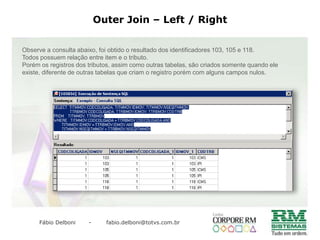 CONCEITOS DE BANCO DE DADOSSQL - Linguagem de consulta estruturada É uma linguagem responsável por fazer a interface entre a aplicação e o banco de dados.