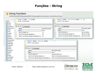 Consulta com várias tabelasNote queaté o momentotodosexemplos de SQL apresentadosutilizam no comando: SELECT *quesignifica; obtertodas as colunas de todas as tabelasenvolvidas.No entanto, se analisarmos, estecomandoretornaalgumascolunasdesnecessárias.Para solucionaresteproblema, obtendosomente as colunaquenosinteressabastaindicar a tabela e o nome do campo no padrãoTABELA.CAMPO, veja a diferença no exemploabaixo: