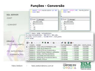 Filtros e ParâmetrosNo filtro, como o próprio nome sugere, serve para consultar informações no banco de dados, de forma que o resultado, seja apresentado eliminando dados.O exemplo abaixo, apresenta uma consulta simples; onde está sendo pesquisado funcionários com o salário inferior a 1000.