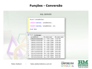 Filtros e ParâmetrosVale lembrarqueexistediferença entre as comparações:Salário inferior a 1000Salário inferior/inclusive 1000.Observação: Estascomparaçõessãochamadas “menor”, e “menorouigual” respectivamente.