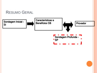 RESUMO GERAL
                     Características e
Sondagem Inicial -
                     Benefícios CB                        Provador
SI




                                         Sondagem Profunda -
                                         SP
 