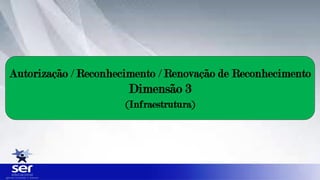 Autorização / Reconhecimento / Renovação de Reconhecimento
Dimensão 3
(Infraestrutura)
 