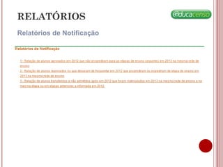 RELATÓRIOS
Relatórios de Notificação
 
