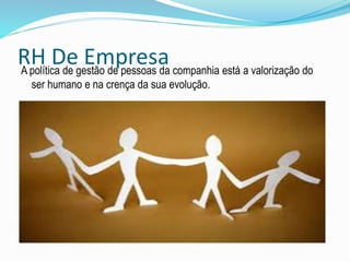 RH De Empresa 
A política de gestão de pessoas da companhia está a valorização do 
ser humano e na crença da sua evolução. 
 