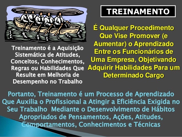 TREINAMENTO 
É Qualquer Procedimento 
Que Vise Promover (e 
Aumentar) o Aprendizado 
Entre os Funcionários de 
Uma Empresa...