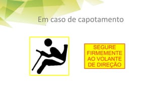 Em caso de capotamento
SEGURE
FIRMEMENTE
AO VOLANTE
DE DIREÇÃO
 