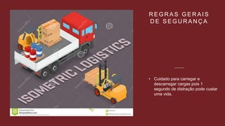 R E G R A S G E R A I S
D E S E G U R A N Ç A
• Cuidado para carregar e
descarregar cargas pois 1
segundo de distração pode custar
uma vida.
 