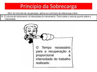 Princípio da Sobrecarga
O Tempo necessário
para a recuperação é
proporcional à
intensidade do trabalho
realizado
 