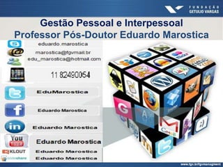 Gestão Pessoal e Interpessoal
Professor Pós-Doutor Eduardo Marostica
 