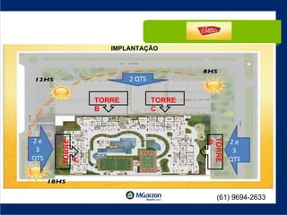 TORRE  A TORRE  B TORRE  C TORRE  D IMPLANTAÇÃO 2 QTS 2 e 3 QTS 2 e 3 QTS (61) 9694-2633 