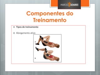 Componentes do
Treinamento
 Tipos de treinamento
 Alongamento ativo
 