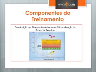 Componentes do
Treinamento
Contribuição dos Sistemas Aeróbio e anaeróbio em Função do
Tempo de Exercício
 