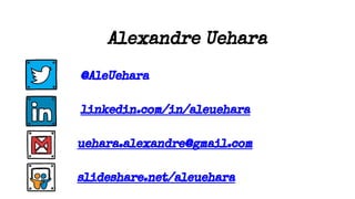 Alexandre Uehara
@AleUehara
linkedin.com/in/aleuehara
uehara.alexandre@gmail.com
slideshare.net/aleuehara
 