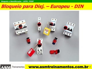 Bloqueio e Identificação – LOTO / PCEP
www.asmtreinamentos.com.br
I
21
Bloqueio para Disj. – Europeu - DIN
 