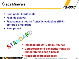 Óleos Minerais S T A N D A R D <ul><ul><ul><li>Bom poder lubrificante </li></ul></ul></ul><ul><ul><ul><li>Fácil de aditiva...