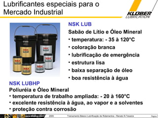 Lubrificantes especiais para o Mercado Industrial <ul><li>NSK LUB </li></ul><ul><li>Sabão de Lítio e Óleo Mineral </li></u...