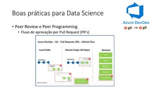 Boas práticas para Data Science
• Peer Review e Peer Programming
• Fluxo de aprovação por Pull Request (PR’s)
 
