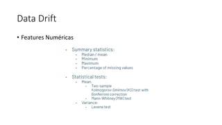 Data Drift
• Features Numéricas
 