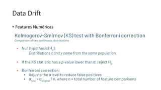 Data Drift
• Features Numéricas
 